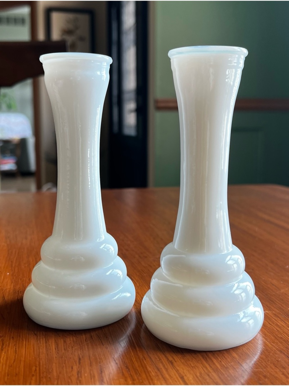 Fenton White Milk Glass Bud Vases - Pair